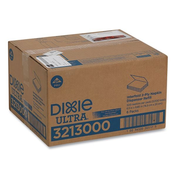 Dixie Interfold Napkin Refills, 2 Ply, 6 1/2X9 7/8, White, 500/Pk, 6 Pack/Ctn