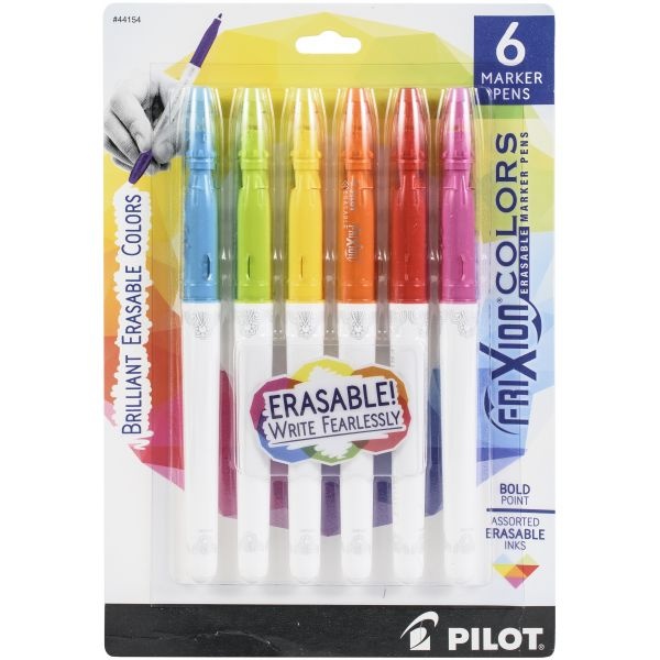 Pilot Frixion Colors Bold Point Erasable Marker Pen 6/Pkg