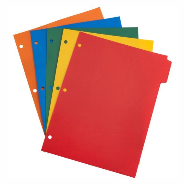 Sparco Non-Insertable Poly Indexes, 8 1/2" X 11", 5-Tab, Assorted Colors