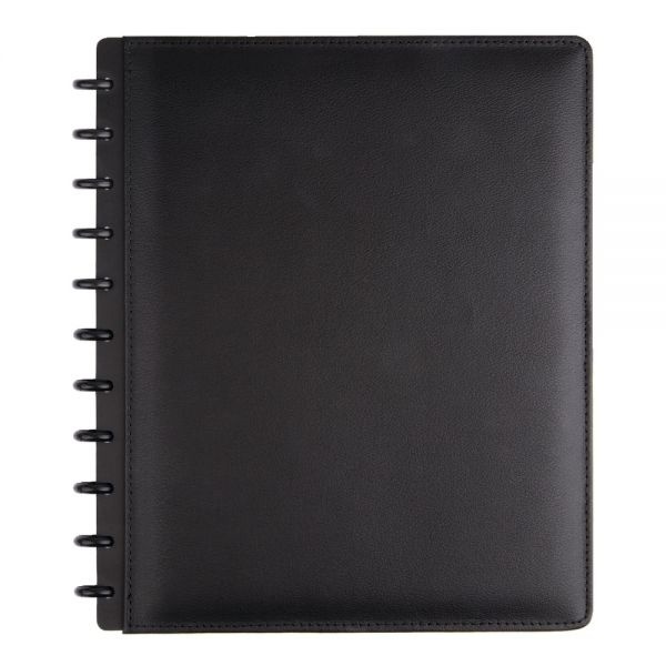 Tul Discbound Notebook, Letter Size, Leather Cover, Narrow Ruled, 60 Sheets, Black