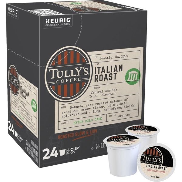Tully's Coffee K-Cups, Italian Roast, Dark Roast, 24 K-Cups