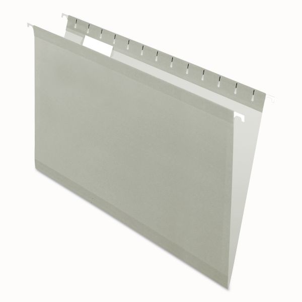 Pendaflex Colored Reinforced Hanging Folders, Legal Size, 1/5-Cut Tabs, Gray, 25/Box