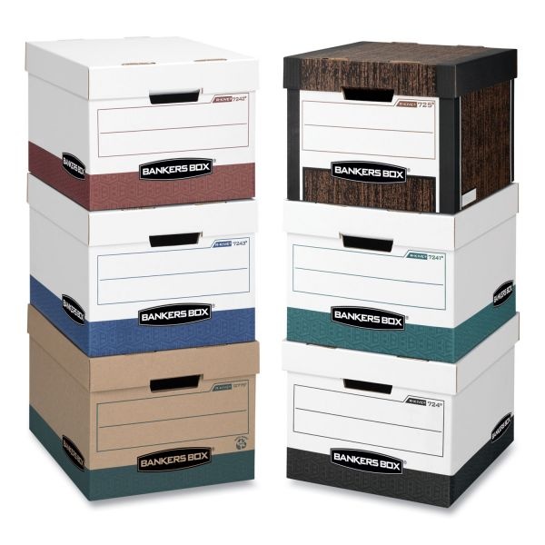Bankers Box R-Kive Heavy-Duty Storage Boxes, Letter/Legal Files, 12.75" X 16.5" X 10.38", Woodgrain, 12/Carton
