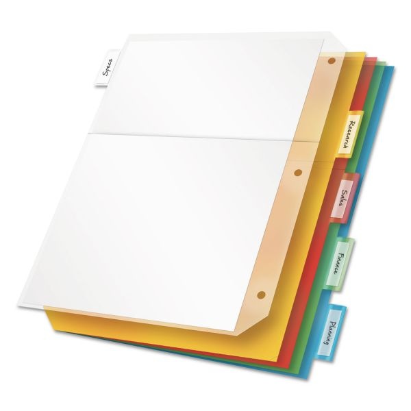 Cardinal Poly Ring Binder Pockets, 8.5 X 11, Letter, Assorted Colors, 5/Pack