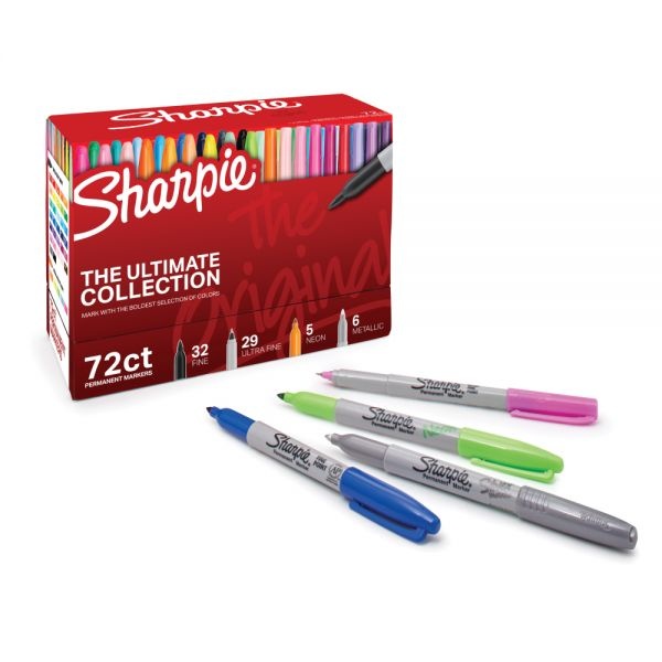 Sharpie Permanent Markers Ultimate Collection Value Pack, Assorted Bullet Tips, Assorted Colors, 72/Set