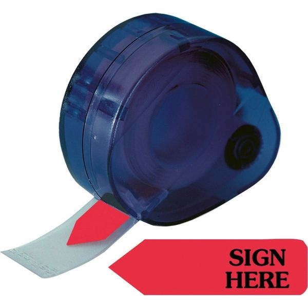 Redi-Tag Preprinted Signature Flags In Dispenser, Sign Here, Red