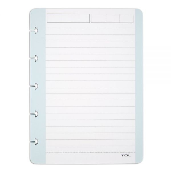 Tul Discbound Notebook Task Pad, 3" X 7-1/2", 50 Sheets, Teal/White