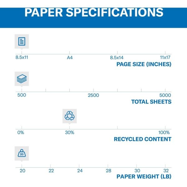 Hammermill Recycled Colored Paper, 20 Lb, 8 1/2 X 11, Blue, 500 Sheets/Ream