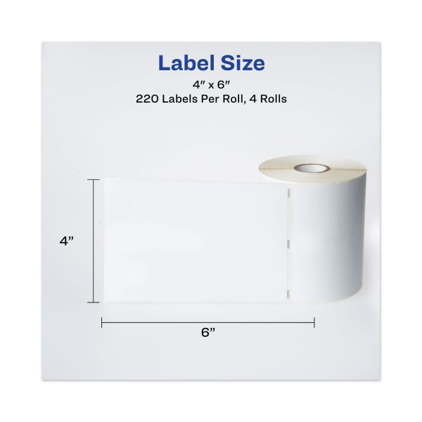 Avery Direct Thermal Roll Labels, 4157, Rectanlge, 4" X 6", White, 220 Labels Per Roll, Box Of 4 Rolls