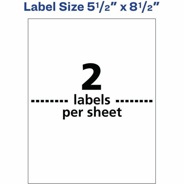 Avery Weatherproof Mailing Labels With Trueblock Technology, 95526, 5 1/2" X 8 1/2", White, Pack Of 1,000