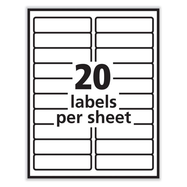Pres-A-Ply Labels, Laser Printers, 1 X 4, White, 20/Sheet, 100 Sheets/Box