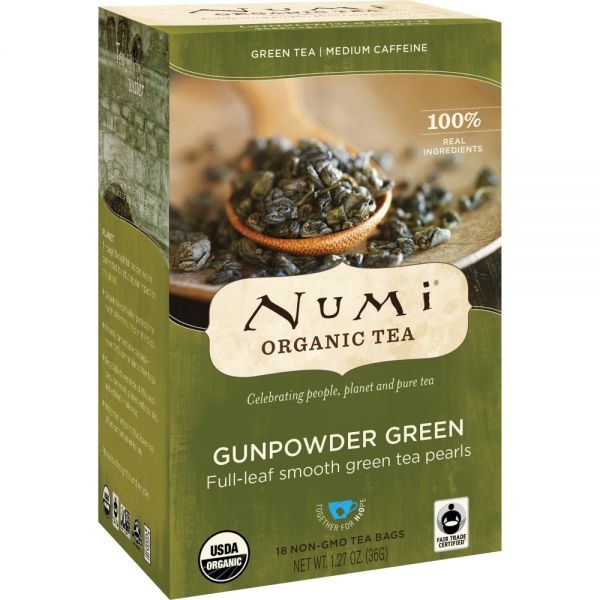 Numi Organic Teas And Teasans, 1.27Oz, Gunpowder Green, 18/Box
