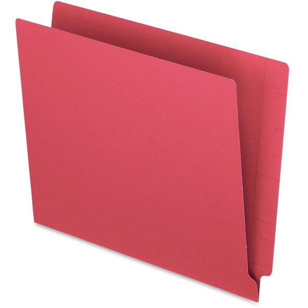 Pendaflex Color Straight-Cut End-Tab Folders, 8 1/2" X 11", Letter Size, Red, Pack Of 100