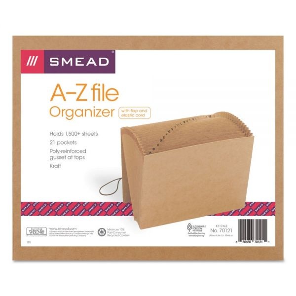 Smead Indexed Expanding Kraft Files, 21 Sections, Elastic Cord Closure, 1/21-Cut Tabs, Letter Size, Kraft