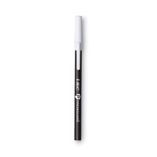 Bic Prevaguard Ballpoint Pen, Stick, Medium 1 Mm, Black Ink/Black Barrel, Dozen
