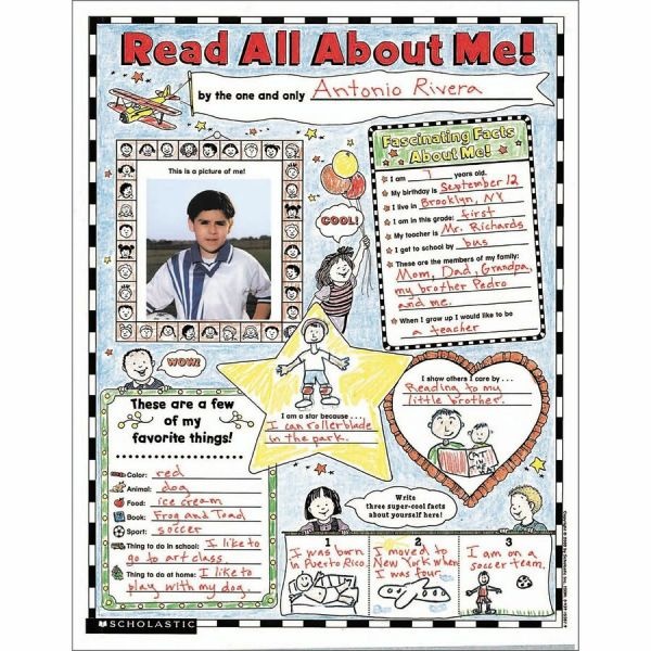 Scholastic Instant Personal Poster Sets, Read All About Me, 17" X 22", 30/Pack