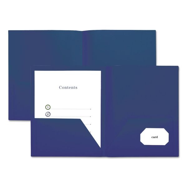 Universal Two-Pocket Plastic Folders, 100-Sheet Capacity, 11 X 8.5, Royal Blue, 10/Pack