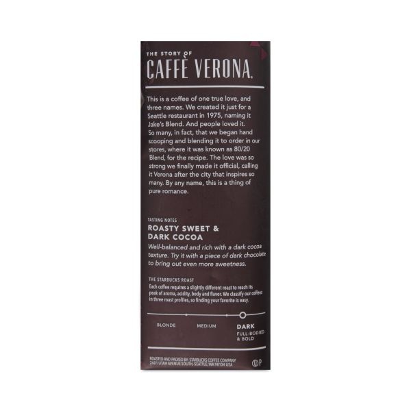 Starbucks Coffee, Verona, Ground, Dark Roast, 1Lb Bag (Makes About 40 Cups)