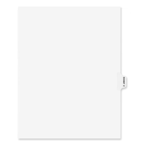 Avery-Style Preprinted Legal Side Tab Divider, Exhibit Z, Letter, White, 25/Pack, (1396)