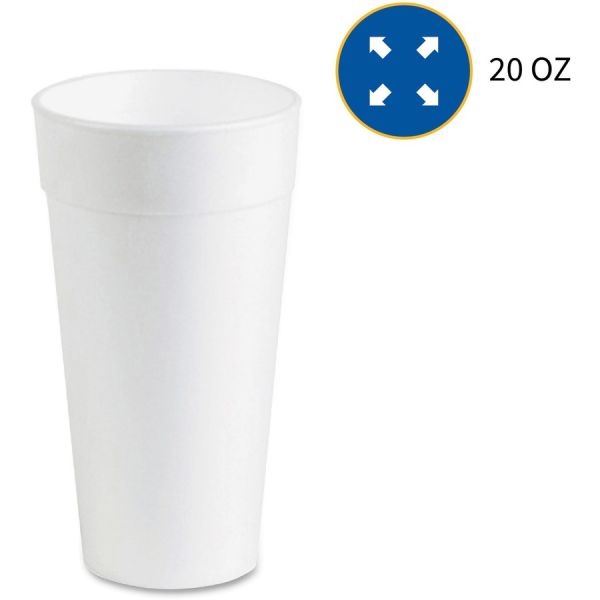 Genuine Joe Styrofoam Cups, 20 Oz, White, 500/Carton