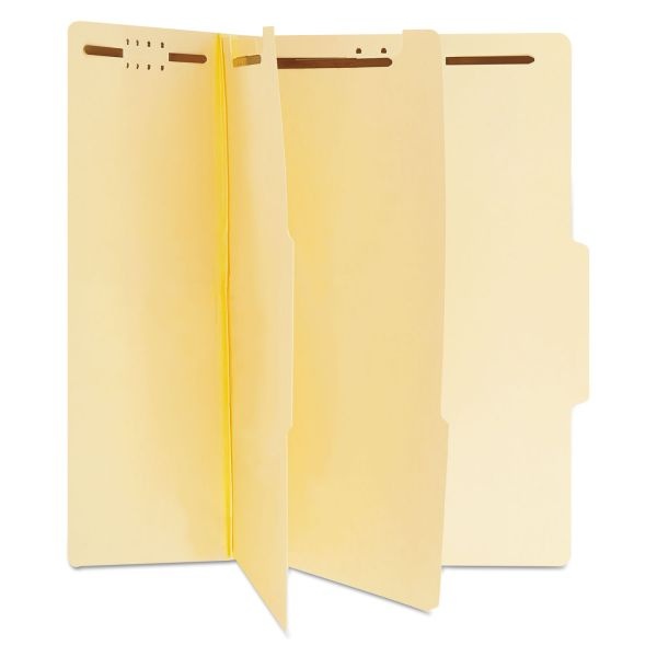 Universal Six-Section Classification Folders, 2" Expansion, 2 Dividers, 6 Fasteners, Letter Size, Manila Exterior, 15/Box