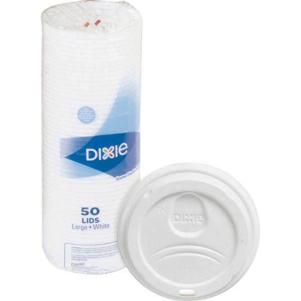 Dixie Perfectouch Hot Cup Lids, For 10-, 12- And 16-Oz Cups, White, Pack Of 50 Lids