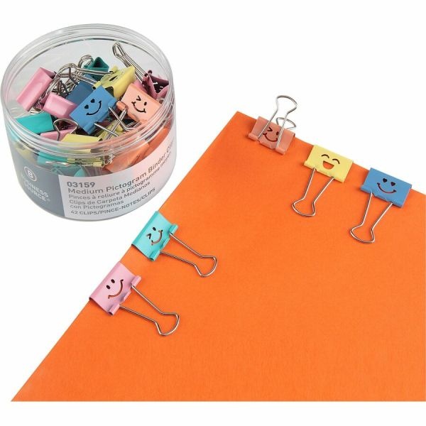 Business Source Smiling Face Binder Clips