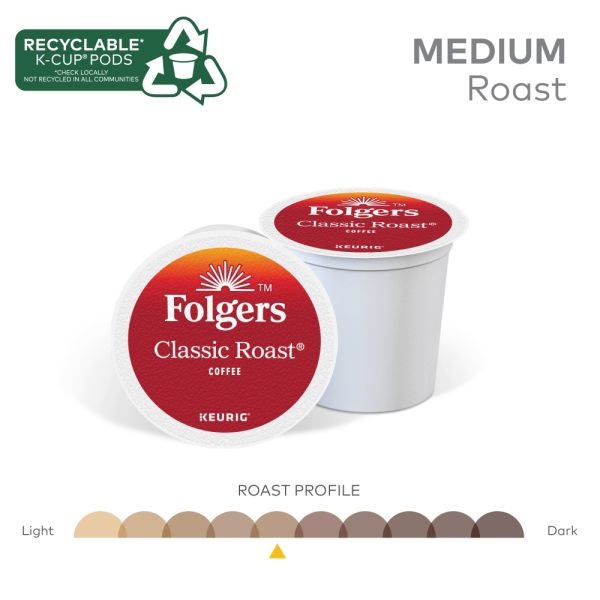 Folgers Single-Serve Coffee K-Cup Pods, Classic Roast, Carton Of 24