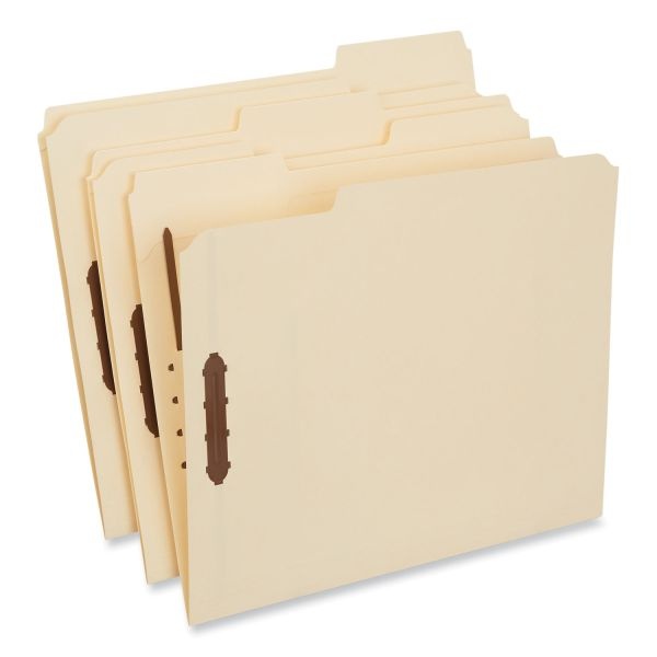 Universal Deluxe Reinforced Top Tab Fastener Folders, 0.75" Expansion, 2 Fasteners, Letter Size, Manila Exterior, 50/Box