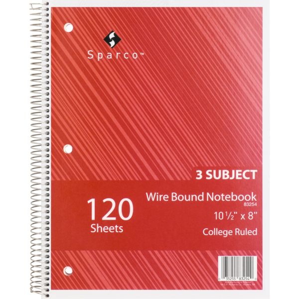 Sparco Wire Bound College Ruled Notebook