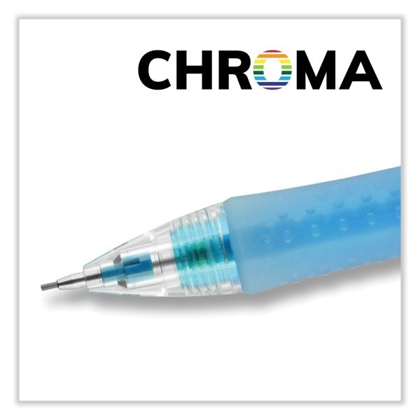 Uniball Chroma Mechanical Pencils With Tube Of Lead/Erasers, 0.7 Mm, Hb (#2), Black Lead, Assorted Barrel Colors, 2/Pack