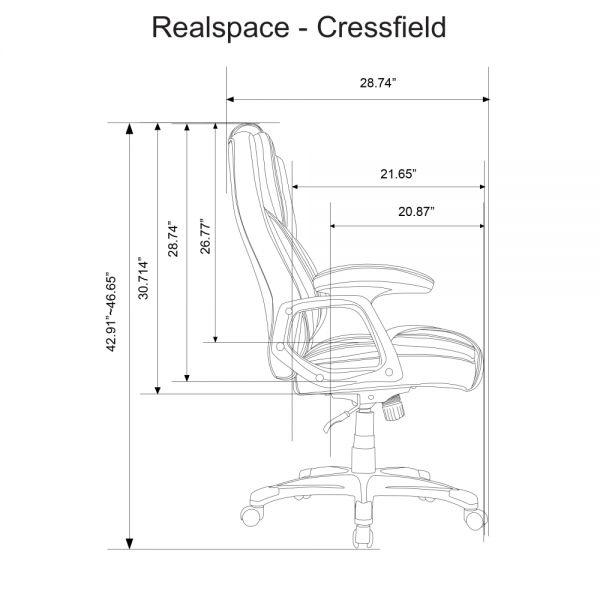 Realspace Cressfield Bonded Leather High-Back Executive Chair, Brown/Silver
