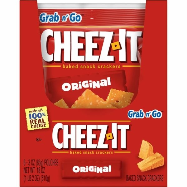 Cheez-It Baked Snack Crackers, Original Flavor, 3 Oz Bags, Box Of 6