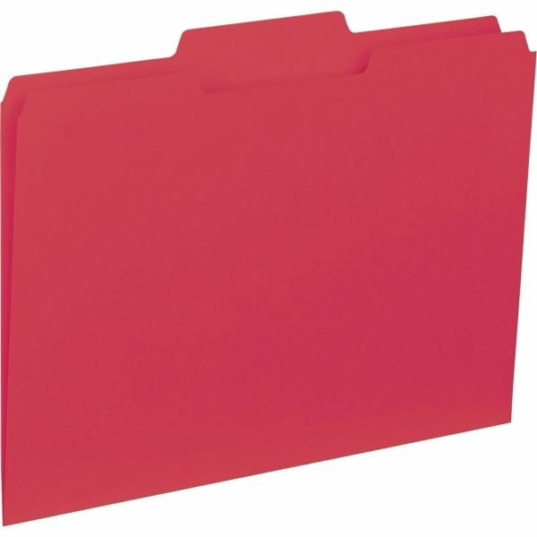 Business Source 1/3-Cut Colored Interior File Folders, Letter Size, Red, Box Of 100 Folders