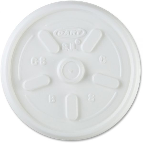 Dart Plastic Lids, Fits 8 Oz To 10 Oz Hot/Cold Foam Cups, Vented, White, 100/Pack, 10 Packs/Carton