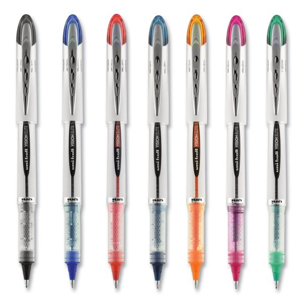 Uniball Vision Elite Hybrid Gel Pen, Stick, Bold 0.8 Mm, Red Ink, White/Red/Clear Barrel