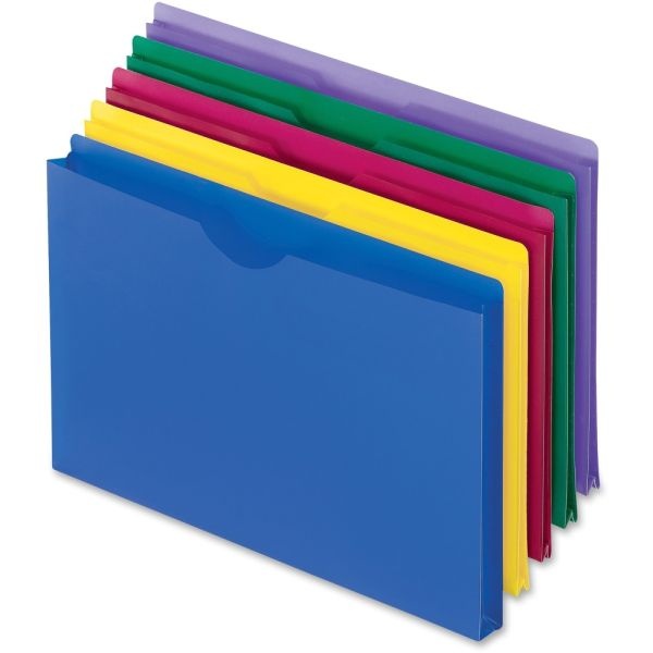Pendaflex Translucent Poly File Jackets, 1" Expansion, Legal Size, Assorted Colors, Pack Of 5 Jackets