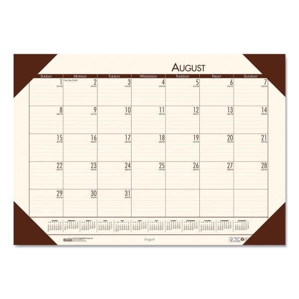 House Of Doolittle Ecotones Recycled Academic Desk Pad Calendar, 18.5 X 13, Cream Sheets, Brown Corners, 12-Month (Aug To July): 2023 To 2024