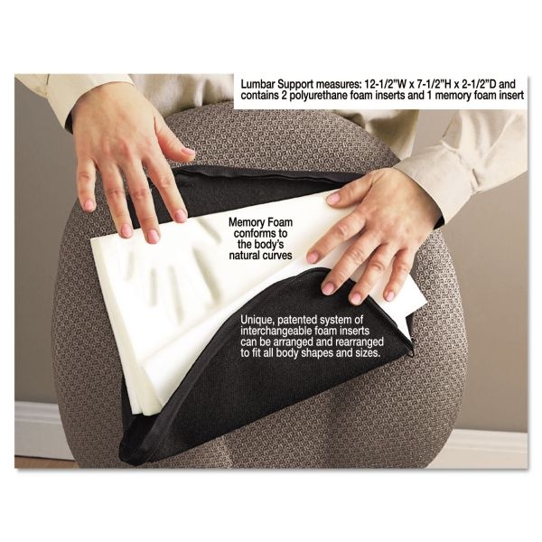 Master Caster The Comfortmakers Deluxe Lumbar Support Cushion, Memory Foam, 12.5 X 2.5 X 7.5, Black
