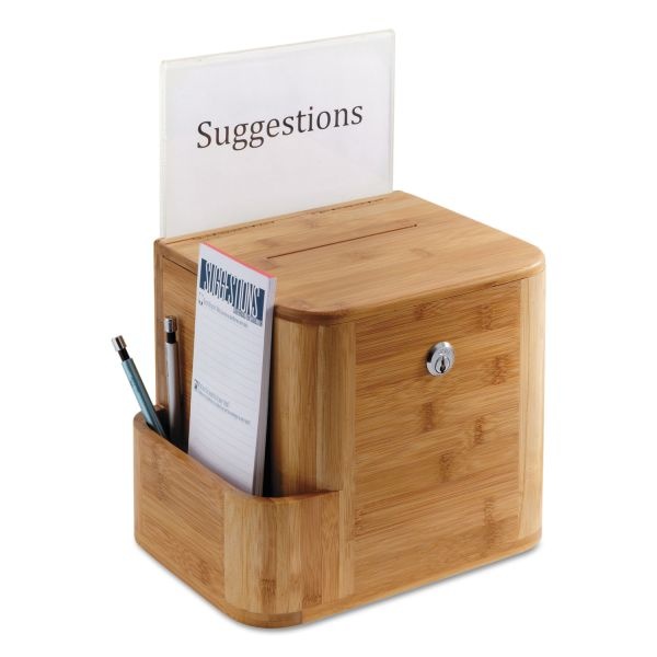 Safco Bamboo Suggestion Boxes, 10 X 8 X 14, Natural