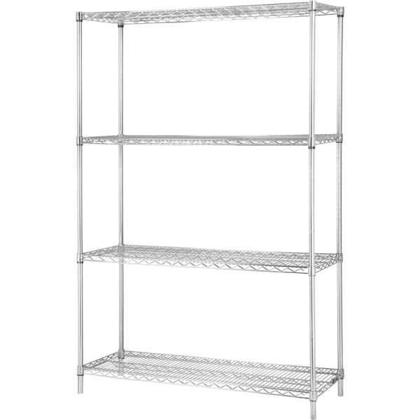 Lorell Industrial Wire Shelving Starter Unit, 48"W X 24"D, Chrome