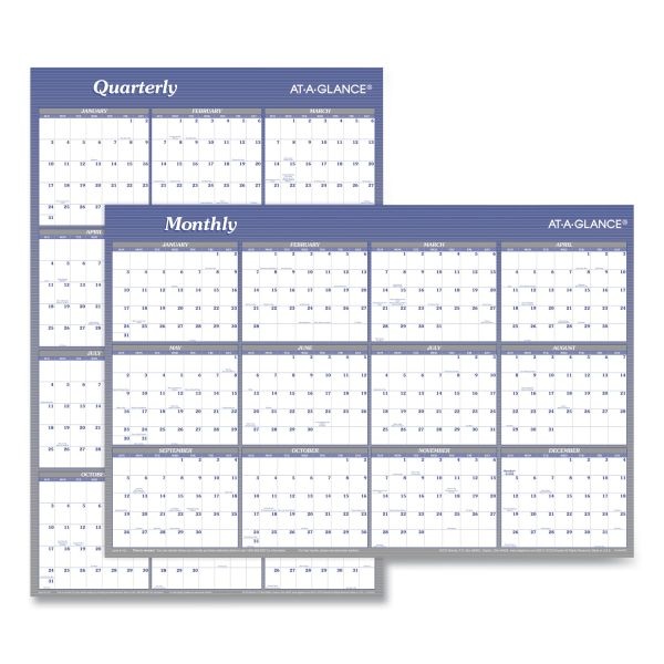 At-A-Glance Vertical/Horizontal Erasable Quarterly/Monthly Wall Planner, 24 X 36, White/Blue Sheets, 12-Month (Jan To Dec): 2024