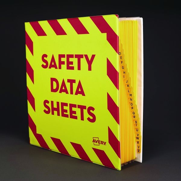 Avery Preprinted Safety Data Sheet 3-Ring Binder, 2" Rings, Yellow/Red