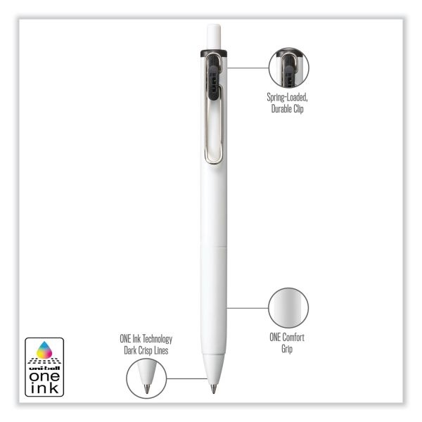 Uniball Unione Gel Pen, Retractable, Medium 0.7 Mm, Business Ink-Color Assortment, White Barrel, 5/Pack