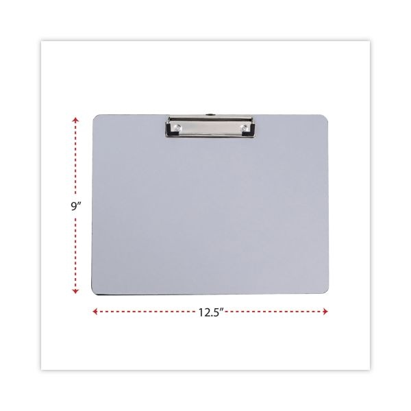 Universal Plastic Brushed Aluminum Clipboard, Landscape Orientation, 0.5" Clip Capacity, Holds 11 X 8.5 Sheets, Silver