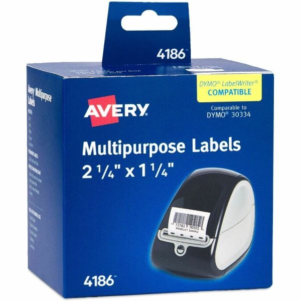 Avery Thermal Roll Labels, 2.25" X 1.25" , 1,000 White Labels (4186)