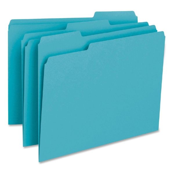 Smead Color File Folders, Letter Size, 1/3 Cut, Teal, Box Of 100