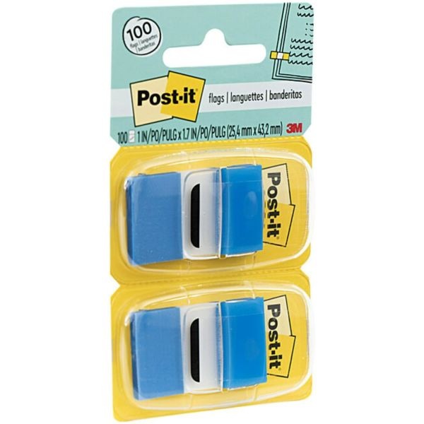 Post-It Flags, 1" X 1 -11/16", Blue, 50 Flags Per Pad, Pack Of 12 Pads