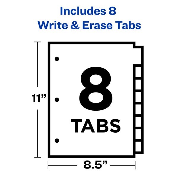Avery Big Tab Write-On Tab Dividers With Erasable Laminated Tabs, 8-Tab, Multicolor