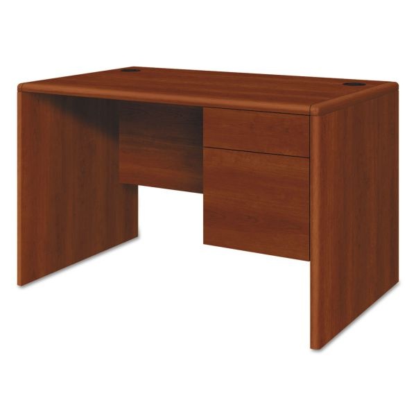Hon 10700 Series Single Pedestal Desk With Three-Quarter Height Right Pedestal, 48" X 30" X 29.5", Cognac